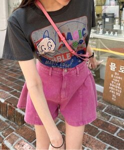 500円 同梱不可 おしゃれ韓国系 デニム ショートパンツ Lサイズ ピンク