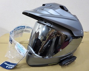 S4370 中古 良品 SHOEI ショウエイ HORNET ADV Sサイズ 55cm 6 7/8 マットディープグレー ミラーシールド付 Bluetoothインカム付