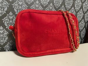 CHANEL　ベロア　赤　レッド バッグ　ショルダー　クラッチ　ノベルティ　パイル