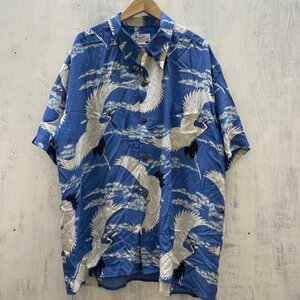 アヴァンティ アロハ SILK シルク 和柄 鶴 シャツ、ブラウス シャツ、ブラウス XXL 青 / ブルー