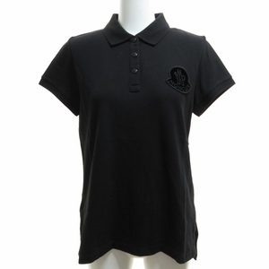 モンクレール MONCLER 美品 MAGLIA POLO MANICA CORTA ポロシャツ カットソー 半袖 アップリケ ワッペン 黒 ブラック V8042