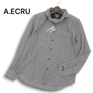 【新品 未使用】 A.ECRU アバハウス エクリュ 通年★ 長袖 グレンチェック シャツ Sz.46 メンズ　C4T11486_C#C