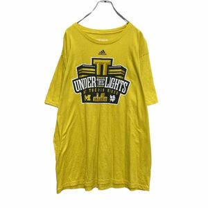 adidas 半袖 プリント Tシャツ XL イエロー アディダス フットボール ミシガンvsノートルダム戦 スポーツ 古着卸 アメリカ仕入 a505-7110