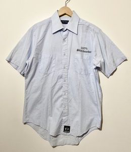 希少 80s 90s ビンテージ☆DRIVEN 100%skateboarder 半袖シャツ ワークシャツ M 水色 VAN HEUSEN スケボー オリジナル powell santacruz