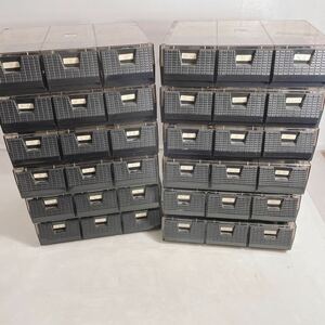 ◆まとめて12点 引出型カセットケース 3列45枚収納 カセット収納 プラスチック製 ブラック◆P-I