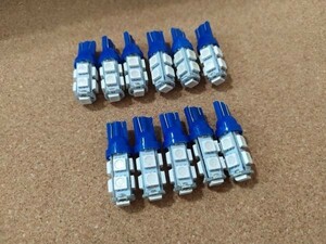 送料無料：T10 3チップ 9連 LED ブルー 10個