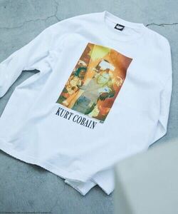 未使用美品 LIFE/ライフ フリークスストア 別注 Kurt Cobain コラボフォト コラージュ L/S Tシャツ M カートコバーン ニルヴァーナ