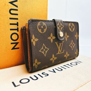 A344【ほぼ極美品】LOUIS VUITTON ルイヴィトン モノグラム ポルトモネ ビエ ヴィエノワ がま口 二つ折り財布 ウォレット M61663/CA0072