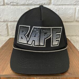 ★激レア★ KISS LOGO スワロフスキー キャップ black a bathing ape BAPE swarovski ラインストーン trucker hat cap 帽子 エイプ ベイプ