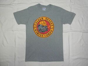 ☆美品・未着用☆ 80s USA製 ビンテージ USMC デビルドッグ Tシャツ sizeM グレー ☆古着 デッドストック ミリタリー オールド Hanes 90s