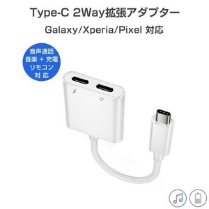 Type C 拡張アダプター 2in1 音楽 充電 同時 通話可能 タイプC 3.5mm変換ケーブル リモコン対応 Android/iPad Pro 1ヶ月保証「C-CC.D」