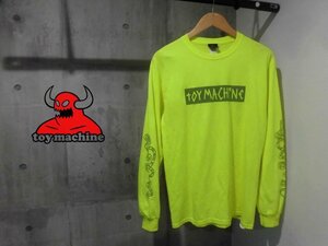 TOY MACHINE トイマシーン ボックスロゴ x トイモンスター プリント 長袖 Tシャツ M/袖プリント ロンT/蛍光イエロー/メンズ/スケートボード