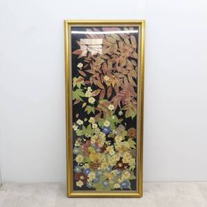 ※インテリアに!!! 約107.5×47.5×4ｃｍ｜額入り 押し花 ｜アートフラワー 押花 ヴィンテージ ハンドクラフト 　木製額　アクリル■P3354