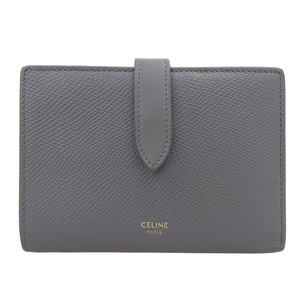 【本物保証】 セリーヌ CELINE ミディアムストラップウォレット ホック付折財布 レザー グレー 10B643BFP 10BL