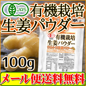 オーガニック 生姜 パウダー100ｇ 有機栽培 無添加 しょうが 粉末 ジンジャー メール便送料無料