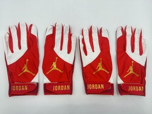 JORDAN ジョーダン 野球 両手 バッティンググローブ レッドxホワイトxゴールド Size-L　2セット まとめ売り