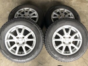 ★保管袋付★バリ山(WW5G009)EURO BORN 15x6J 4穴 108 + YOKOHAMA iG60 195/65R15 91Q 2022年 スタッドレス 冬タイヤ 送料無料