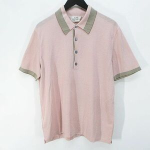 エルメス HERMES 半袖 ポロシャツ S ピンク系 綿 コットン イタリア製 メンズ
