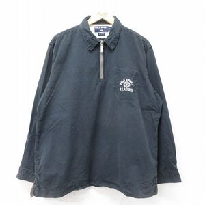 XL/古着 ラルフローレン ポロスポーツ 長袖 ブランド ハーフジップ トップス メンズ 00s ワンポイントロゴ 大きいサイズ コットン 黒 ブラ