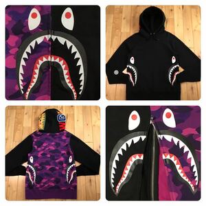 Shark side zip hoodie Sサイズ プルオーバー シャーク パーカー a bathing ape BAPE エイプ ベイプ アベイシングエイプ WGM black w1