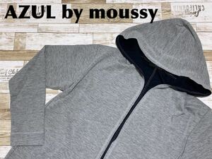 AZUL by moussy アズールバイマウジー 未使用 フード付き オープン カーディガン ボタンなし メンズ S グレー トップス 中古 即決