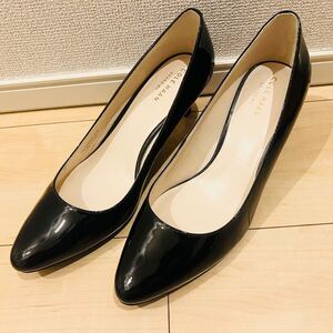 【未使用に近い】COLE HAAN コールハーン パンプス ブラック 黒パテントレザー エナメル WATERPROOF 結婚式 卒業式 US8.5 大きいサイズ