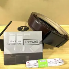 ファッションベルト ✨tonywellメンズ本革ラチェット自動バックル