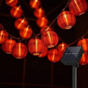 提灯 ライト ちょうちん ソーラー式 LED 赤 520球 ストリングライト 防水 イルミネーションライト イベント 燈籠装