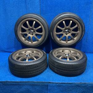 [AK-0023202] アルミホイール LM SPORT 17X7.5J+50 5H PCD100 インプレッサ対応 タイヤ BRIDGESTONE 215/45R17 4本　582843