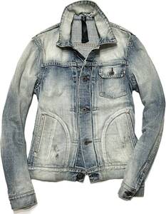 定価4.8万 wjk tight crash denim blouson サイズS ブルー タイトクラッシュデニムジャケット Gジャン akm 1piu ジュンハシモト