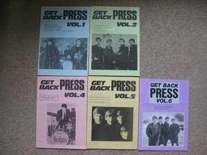 FSLe1989～1991：ビートルズ専門店「GET BACK PRESS(ゲット・バック・プレス)VOL.1,2,4,5,6」バラ5点セット/通販カタログ/冊子