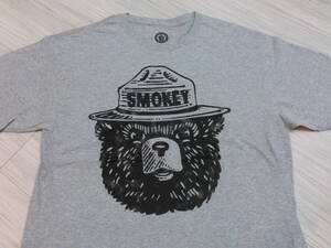 スモーキーベア SMOKEY BEAR Tシャツ L ビンテージ USA 古着 企業物 グレー キャラクター アドバタイジング くま テディベア メンズ M L