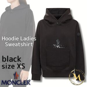 定価１0万円！！新品未使用タグ付き☆MONCLER Hoodie Ladies Sweatshirt パーカー XSサイズ ブラック色 黒色 女性用モデル