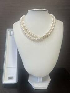【ほぼ未使用】淡水パールネックレス 本真珠 真珠ネックレス 総重量80.5g 2連ネックレス