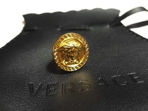 未使用◆保存袋付◆難アリ◆VERSACE◆金メデューサ×グレカ柄ラペルピン◆ピンバッジ◆ブローチ/タイピン◆ゴールド◆スーツ、ジャケットに