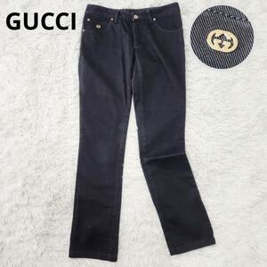 ●トムフォード期 グッチ ブラックデニム 38 M GG ストレート レディース GUCCI Gパン ジーンズ ズボン