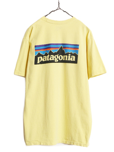 17年製 パタゴニア 両面 プリント 半袖 Tシャツ メンズ L / 古着 Patagonia アウトドア P-6 バックプリント ボックスロゴ クルーネック 黄