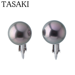 タサキ パール イヤリング ブラックパール9.5mm K18WG 新品仕上げ済 TASAKI 田崎真珠【18740】