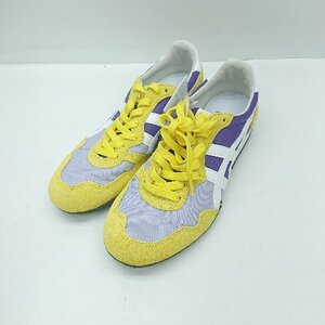 ◇ Θ ◎●未使用● Onitsuka Tiger ローカットスニーカー サイズ24 イエロー パープル系 レディース メンズ E