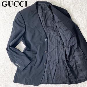 【高級】GUCCI グッチ テーラドジャケット ジャケット シングル 三つボタン サイズ50（L〜LLサイズ相当） ブラック 黒 ウール メンズ