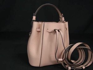 1円 ■新品同様■ FURLA フルラ ミアステラ レザー 巾着型 2WAY クロスボディ ハンドバッグ ショルダー 斜め掛け ピンク系 FA8924