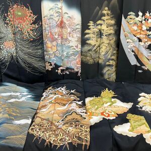 一右衛門No2490 黒留袖　8枚まとめ売り 金彩友禅 京友禅 金駒刺繍　 刺繍　 正絹着物　大量まとめ売り