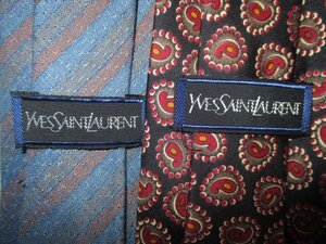 Z6477送料無料【 Yves Saint Laurent YSL イヴ・サンローラン プリントネクタイ 2本】美品ビジネスタイ★Yシャツ・カッターシャツ・ ワイ