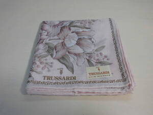 送料140円~ TRUSSARDI トラサルディ 大判 ハンカチ チューリップ ロゴ 透かし入り 51㎝ やさしいピンク レディース ブランドハンカチ 