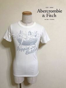 Abercrombie & Fitch アバクロンビー&フィッチ 裏地プリント Tシャツ ホワイト 半袖 サイズM トップス 白