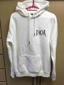 正規 限定 19AW DIOR × Raymond Pettibon ディオール レイモンド ペティボン キムジョーンズ コラボ ロゴ プルオーバー パーカー 白 S