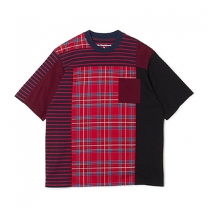 【新品】White Mountaineering　CHECK CONTRASTED T-SHIRT　ホワイトマウンテニアリング　Tシャツ　TEE　ゴアテックス　シャツ RED 1