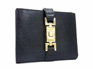 1円 ■美品■ GUCCI グッチ 035 2888 2129 ジャッキー レザー 二つ折り 財布 ウォレット レディース ブラック系 AY8729