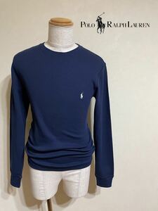 【美品】 Polo Ralph Lauren ポロ ラルフローレン サーマル クルーネック Tシャツ トップス サイズS 長袖 ネイビー