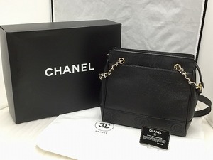 シャネル CHANEL トリプルココマーク キャビアスキン ショルダーバッグ ブラック